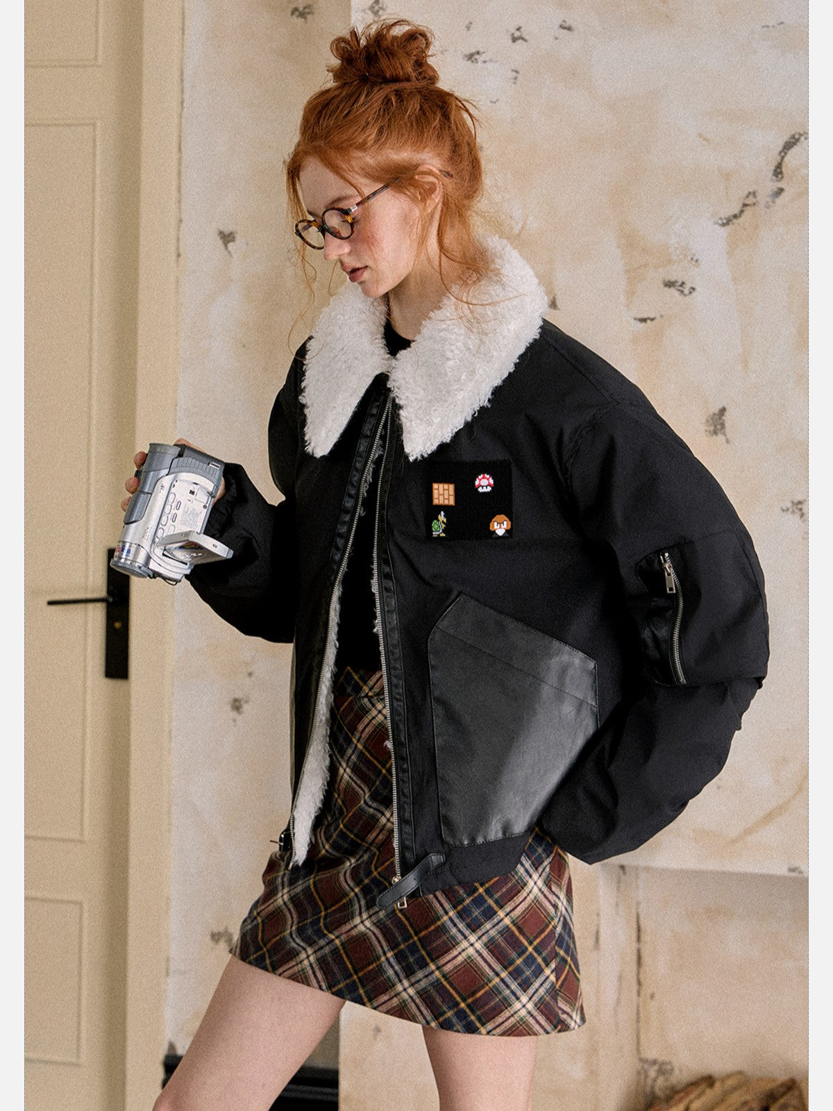 EZEK - Faux Shearling Contrast Puffer Jacket