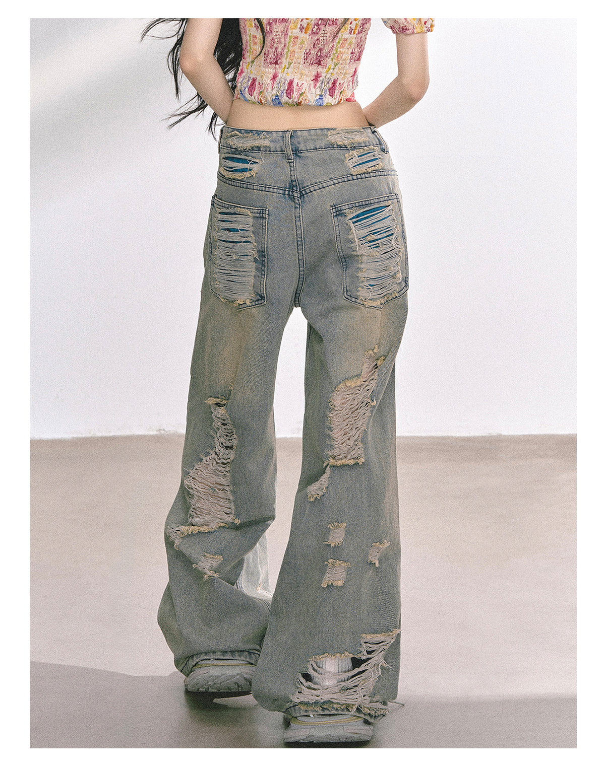 少也眼 “Everstreet" Ripped Straight-Leg Denim Pants 4763
