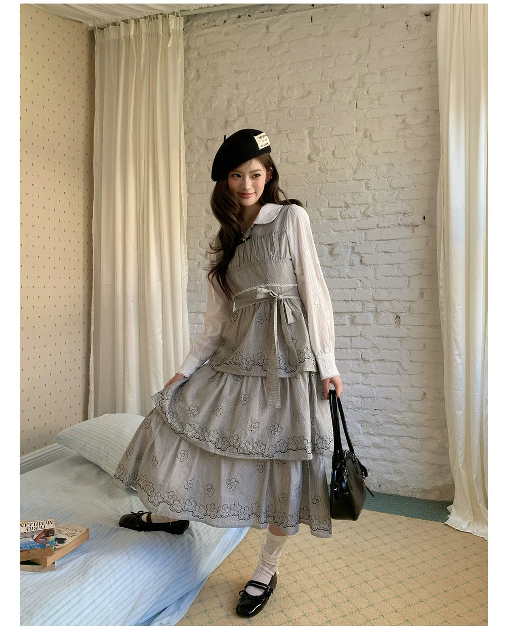 “Woodland Waltz Reverie” Grey Layered Cake Dress