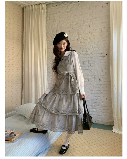 “Woodland Waltz Reverie” Grey Layered Cake Dress