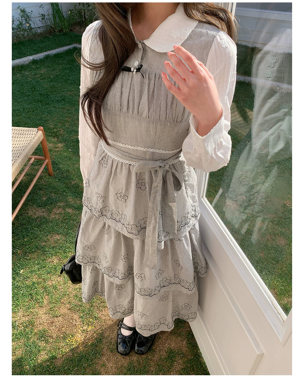 “Woodland Waltz Reverie” Grey Layered Cake Dress