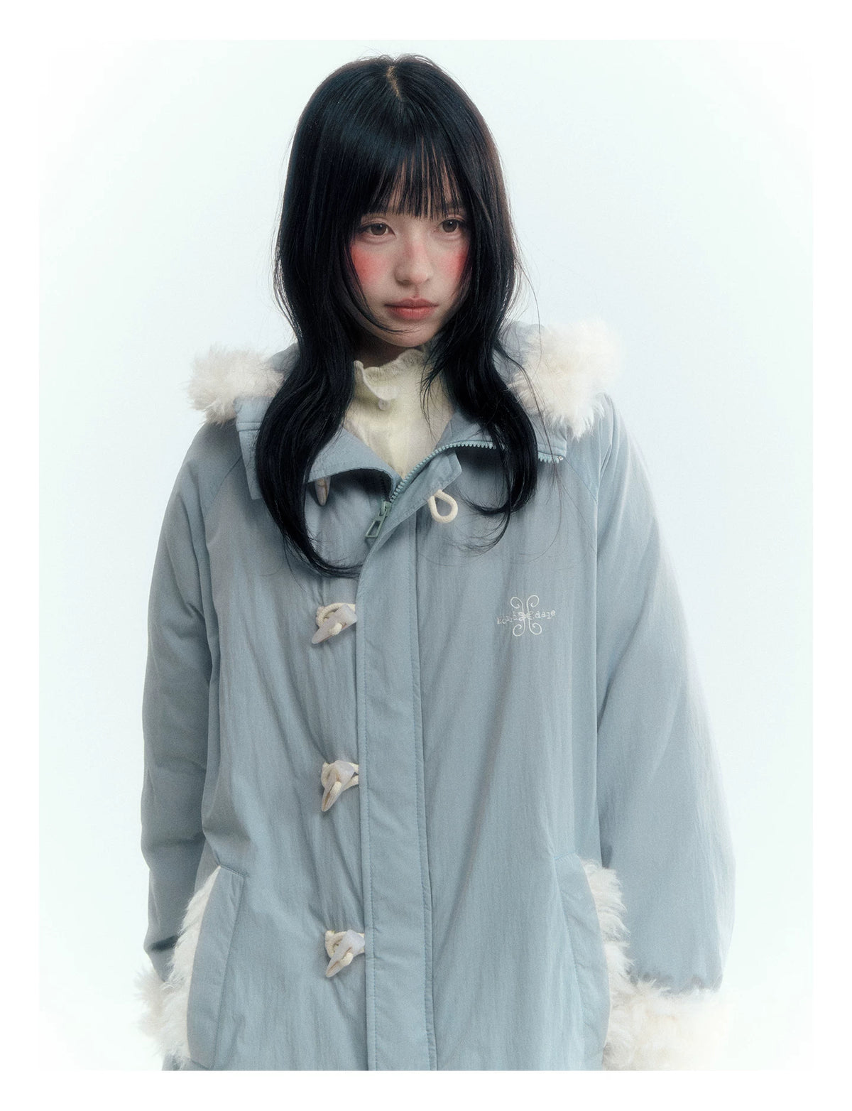 Horridale - Cloud White Ruffle Trim Embroidered Knit Top