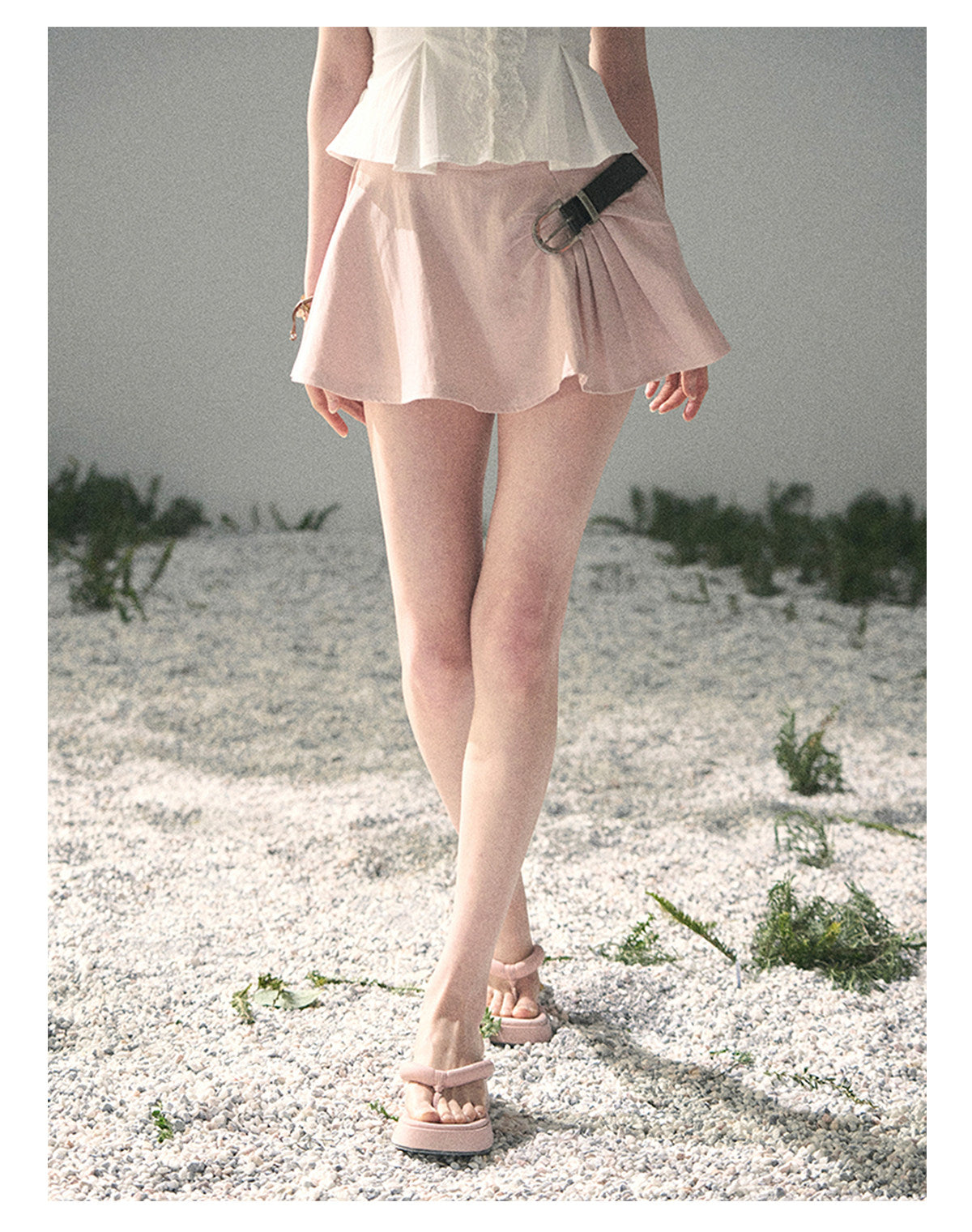 “Corridor Chimes” Soft Pink A-Line Puff Mini Skirt