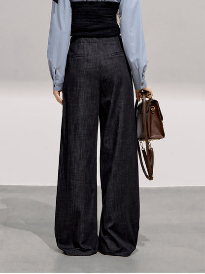 BOHOL BLING - Minimalist Black Wide-Leg Trousers
