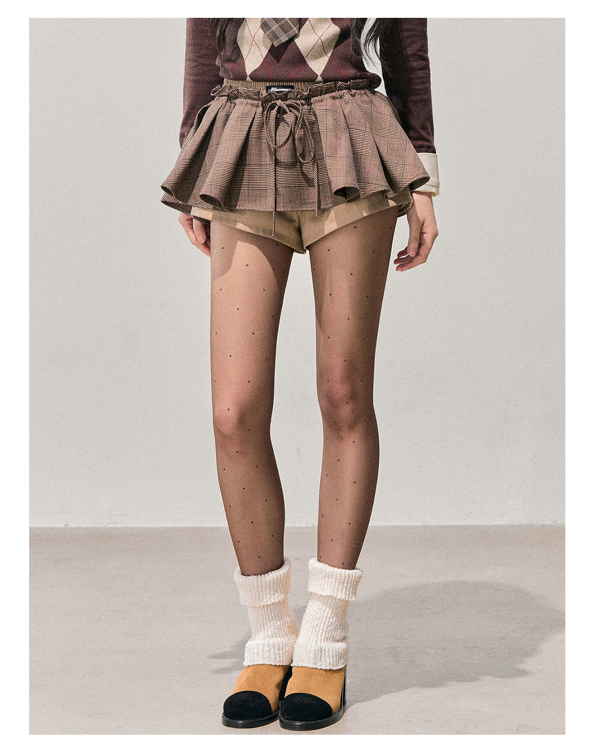 少也眼 “Annie's Waltz” Vintage Preppy A-Line Mini Skirt - Coffee Brown 1645635