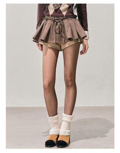 少也眼 “Annie's Waltz” Vintage Preppy A-Line Mini Skirt - Coffee Brown 1645635