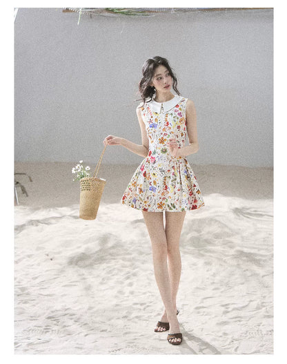 "Fallen Petals" Fleur White Floral Mini Dress