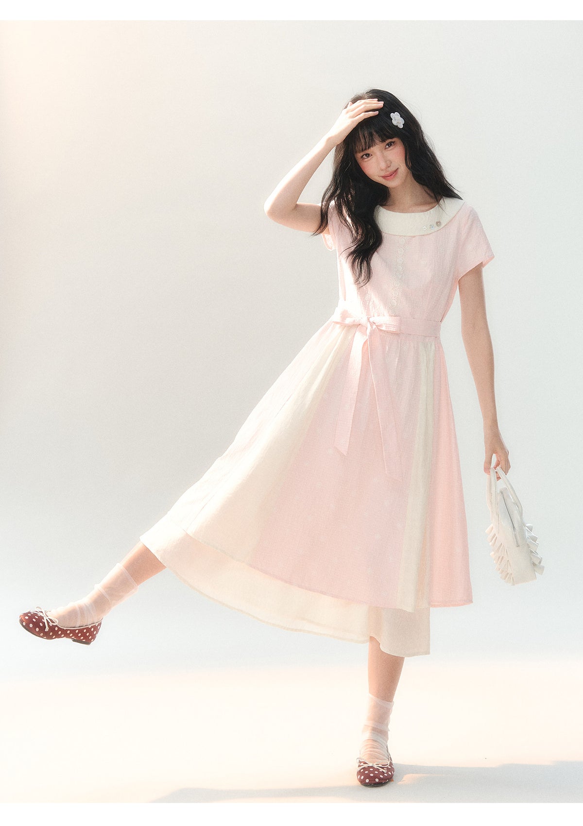 [CAN] "Sakura Mist Blossom" Pink Floral Doll Collar Dress