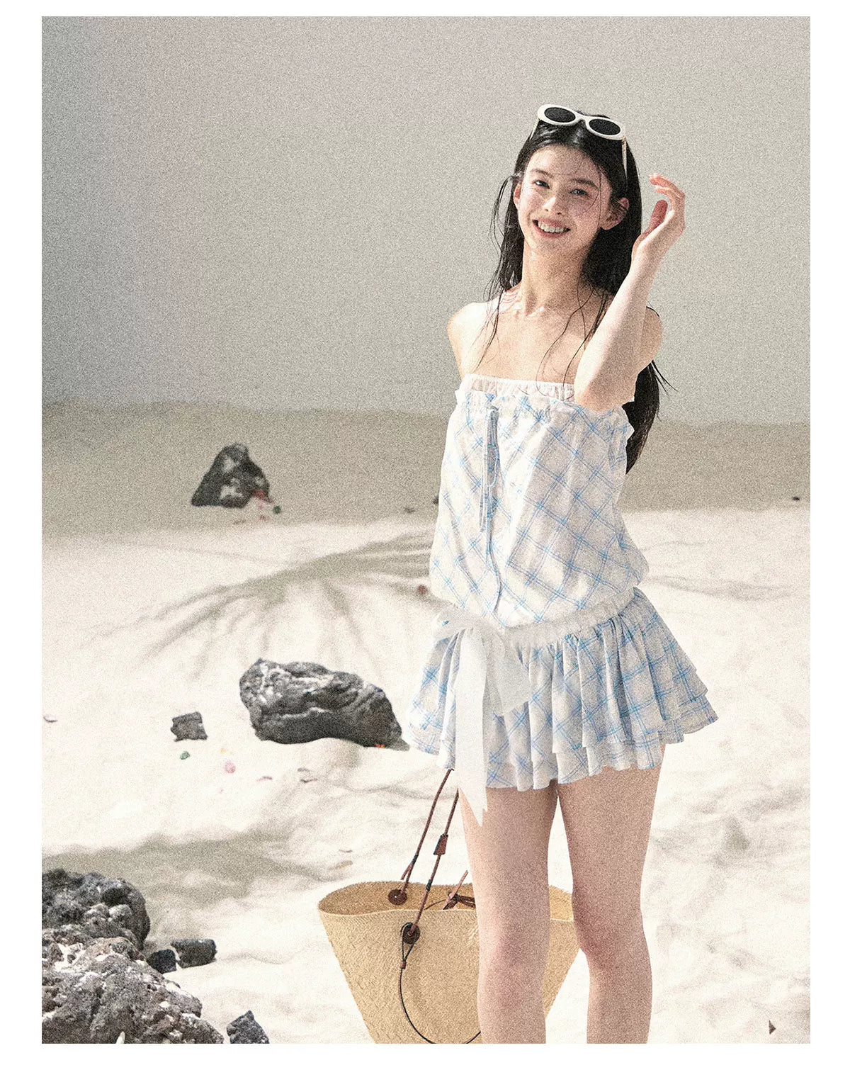 "Breeze Upon the Waves" Ice Crystal Blue Off-Shoulder Diamond Quilted Mini Dress