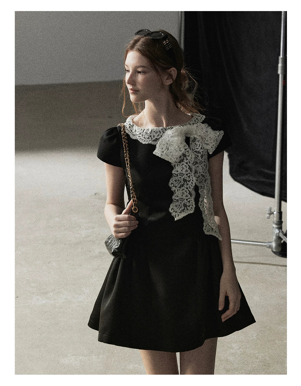 "A River Woven by Moonlight" Rich Black Lace Cocktail Mini Dress