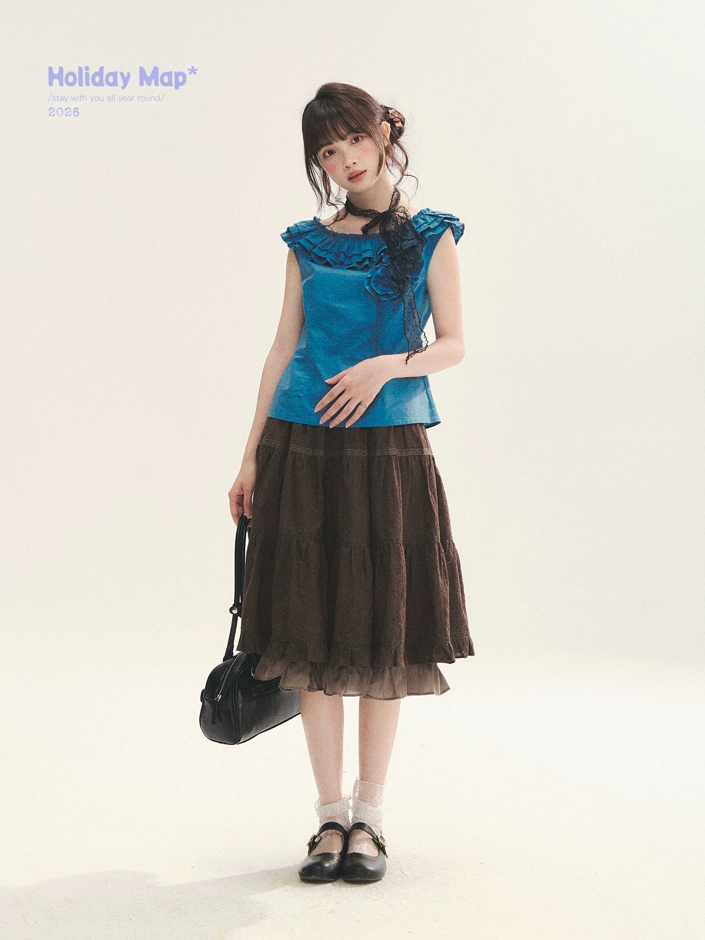 "Bluebell" Peacock Blue Lace Embroidered Fitted Sleeveless Top