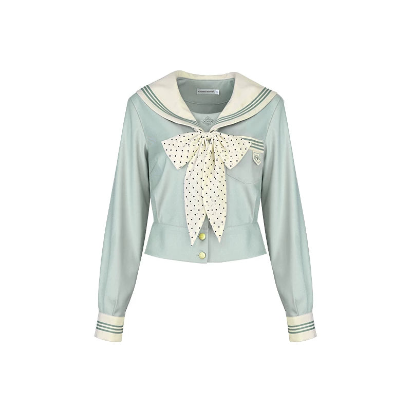 "Mint Whisper" Mint White Sailor Uniform Set