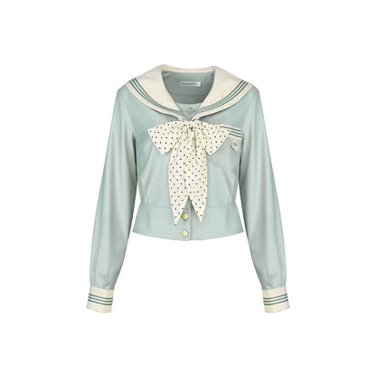 "Mint Whisper" Mint White Sailor Uniform Set