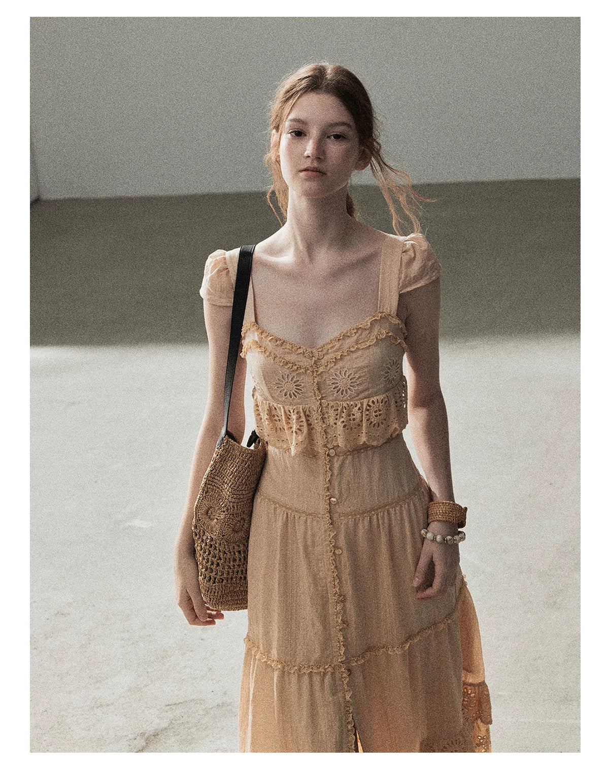 "Where May Meets the Sea" Cinnamon Pink Ruffle Tiered Maxi Dress