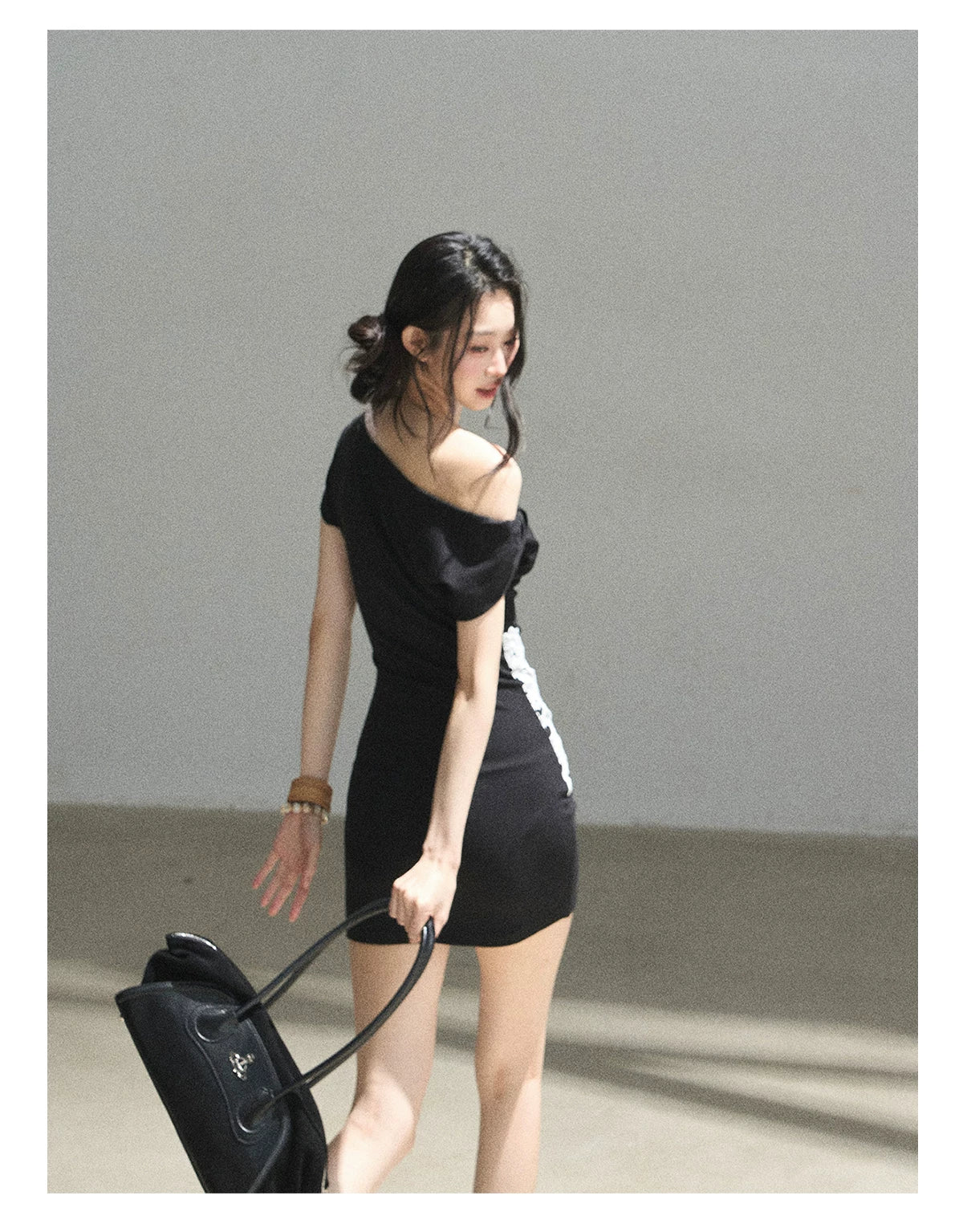 "When the Moon Didn't Arrive" Tranquil Black Lace Embroidered Bodycon Mini Dress