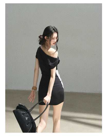 "When the Moon Didn't Arrive" Tranquil Black Lace Embroidered Bodycon Mini Dress