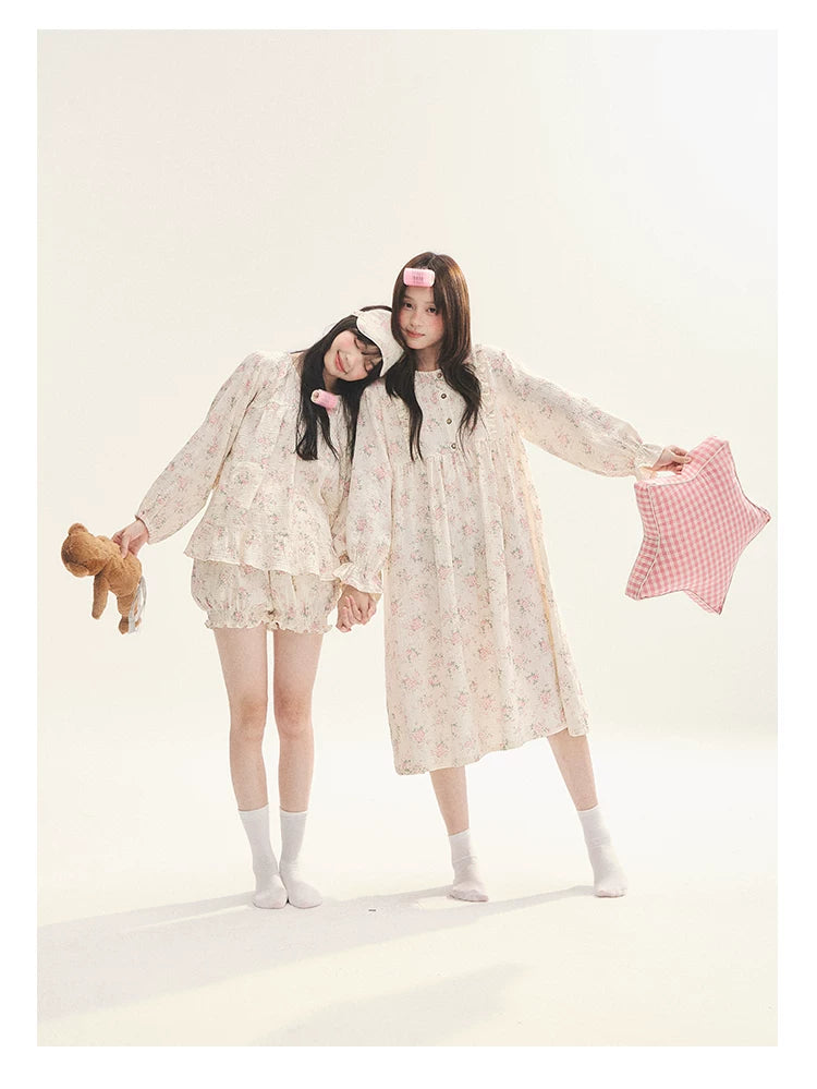 "Floral Journal" Cream Floral Pajama Collection (Free Eye Mask)
