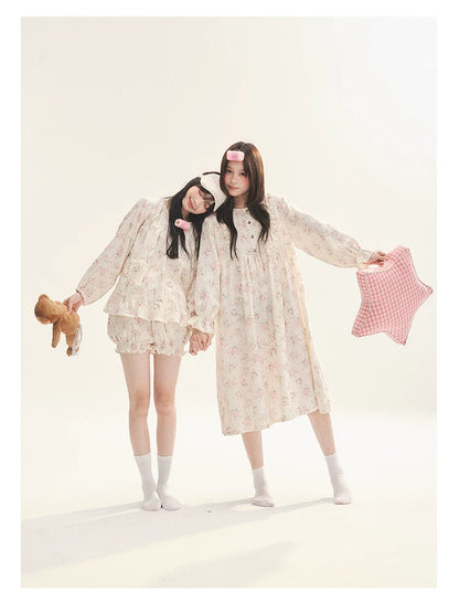 "Floral Journal" Cream Floral Pajama Collection (Free Eye Mask)