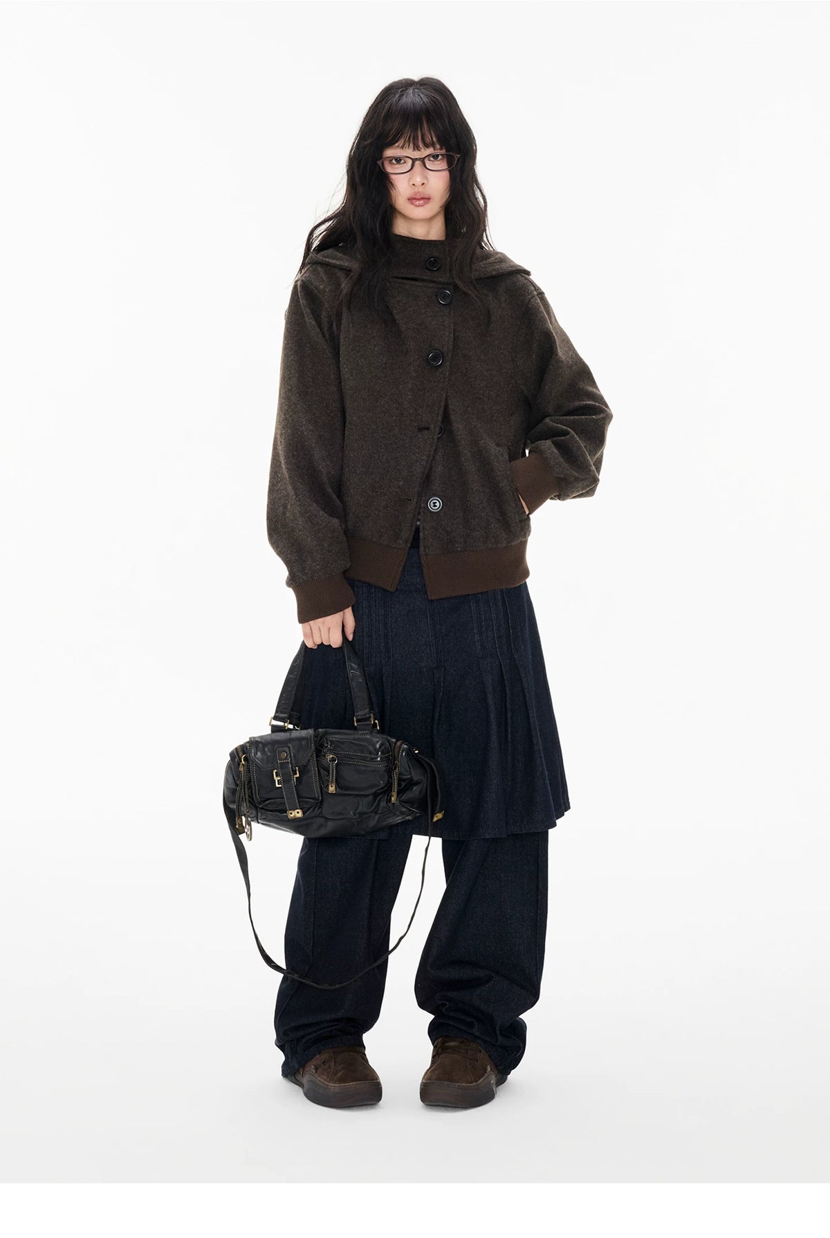 EZEK | Preppy Hooded Wool Blend Jacket with Button Front