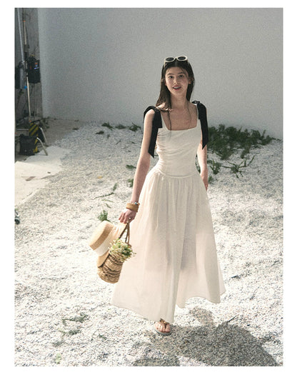 "Whispered Spring Midnight" Gardenia White Maxi Sundress 84545