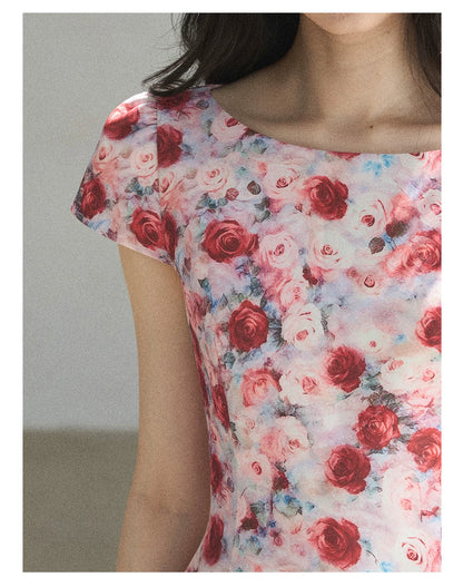"Half a Rose" Dried Rose Fit & Flare Mini Dress