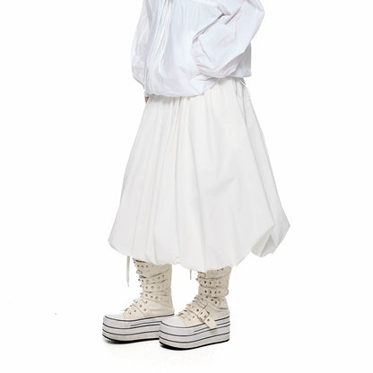 EZEK | Cloud Flower Bubble Skirt A-Line Midi (Black / White / Tan / Gray)