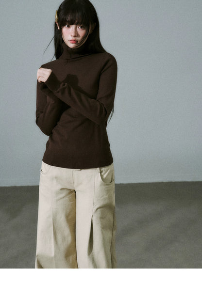 LOST FOREST - Stretch High-Neck Base-Layer Top (Apricot / Black / Dusty Pink / Deep Brown)