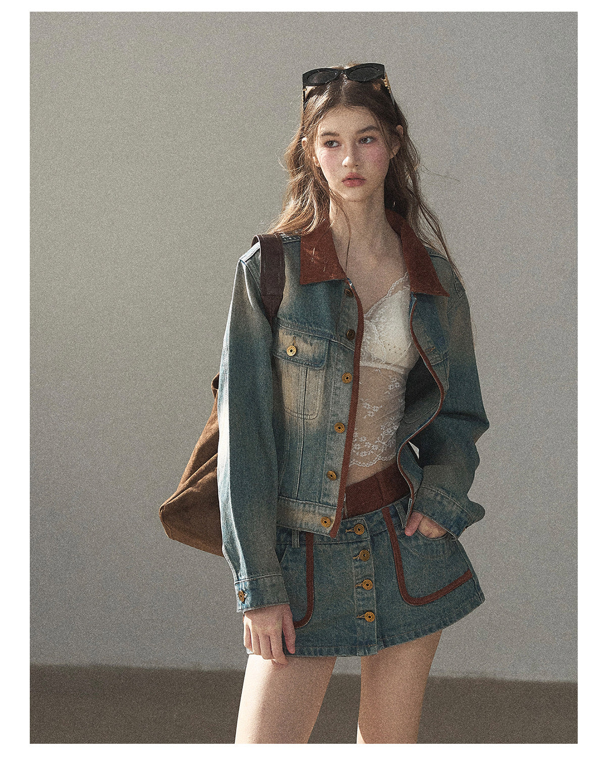 170726 "Closer to the Sun" Vintage Blue Denim Jacket & Skort Set