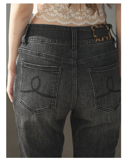 AOMALM - “Her Shoreline” American Vintage Slim Flare Jeans (Rock Black / Vintage Blue)