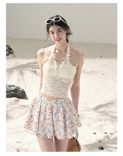 "Moss Whisper" Knit Sun Protection Cardigan & Cami Top