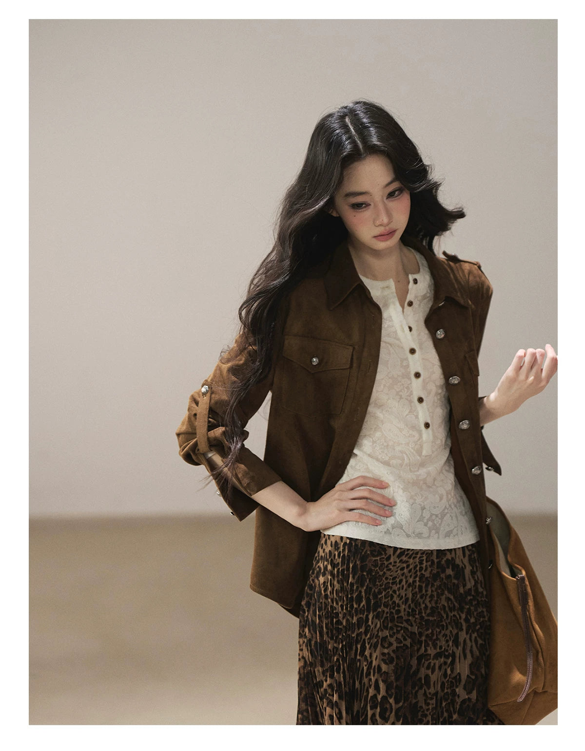 AOMALM - "Clear Lines" Long-Sleeve Finger-Hole Flared Sleeve Knit Top
