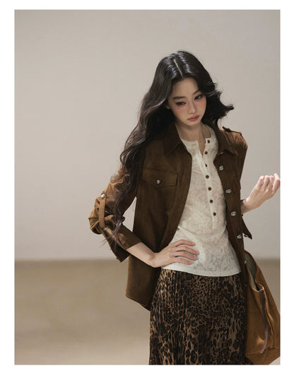 AOMALM - "Clear Lines" Long-Sleeve Finger-Hole Flared Sleeve Knit Top