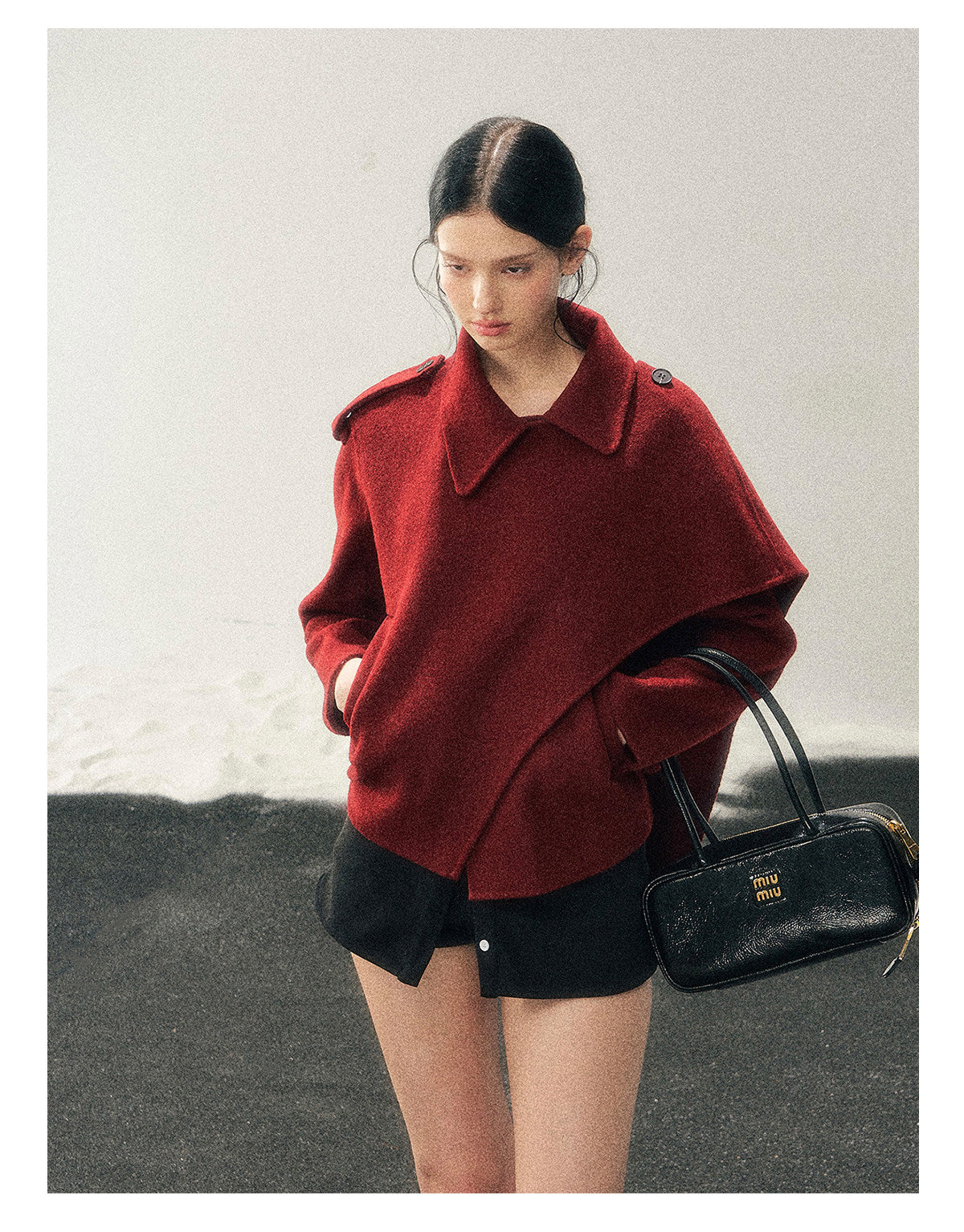少也眼 “She Hears the Snow Thaw” British-Style Double-Faced Wool Blazer Coat