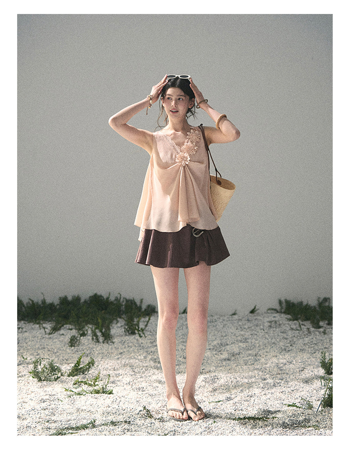 “Silent Rose” Blush Pink Floral Lace Sleeveless Top