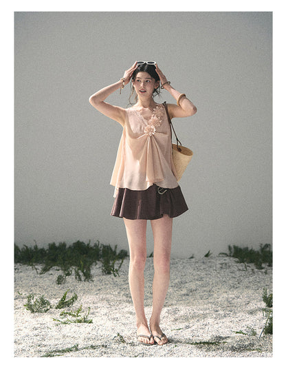 “Silent Rose” Blush Pink Floral Lace Sleeveless Top