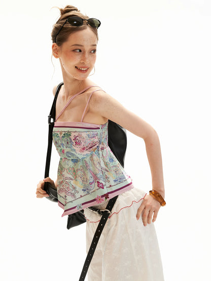 Blush Phoenix Paisley Scarf-Hem Cami Top
