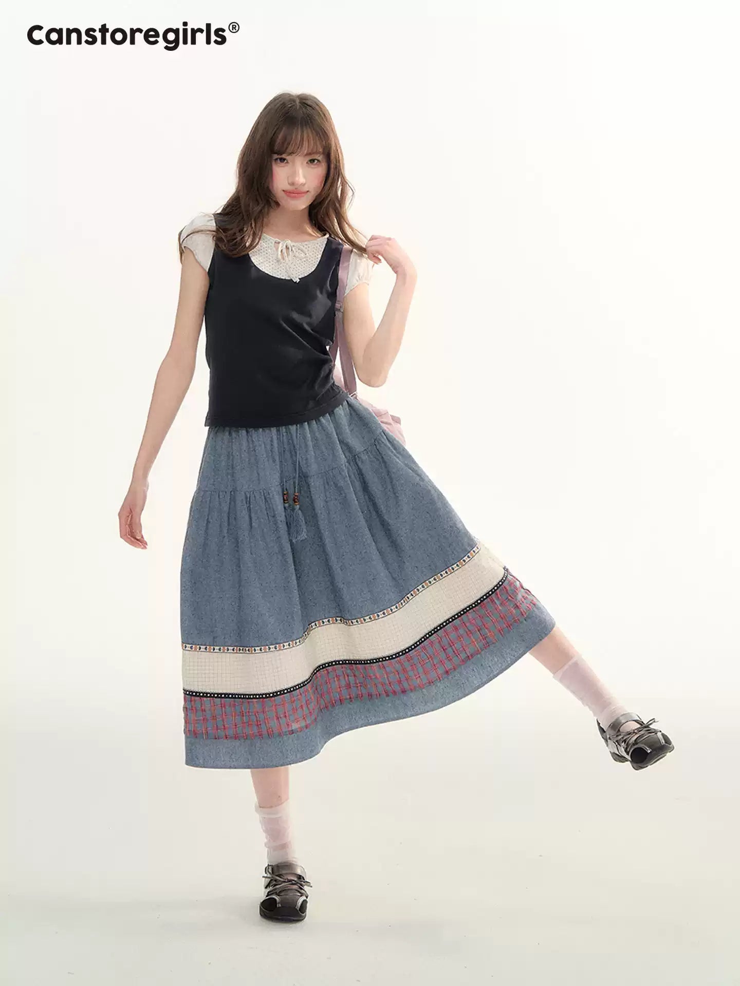 Boho Patchwork Tassel Maxi Skirt WW2026087