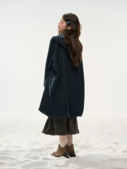 BIBIBENCY - Navy Floral Hooded Coat
