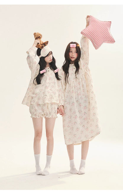 "Floral Journal" Cream Floral Pajama Collection (Free Eye Mask)