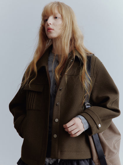 FUSSED Rebel Heiress Wool Blend Jacket – Chocolate Brown FOF-25AW192b