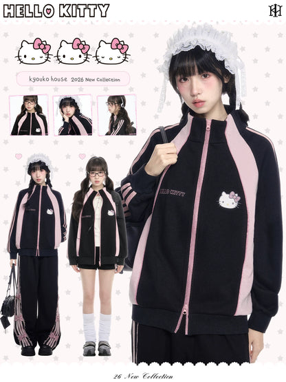 170726K "Pink Velocity" Black Athletic Collection (Track Jacket / Athletic Shorts / Bow Track Pants)