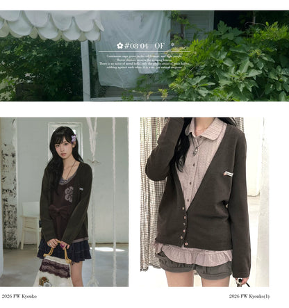 "Sage Whisper" Autumn Layered Collection (Knit Cardigan / Ruffle Shirt / Bubble Shorts)