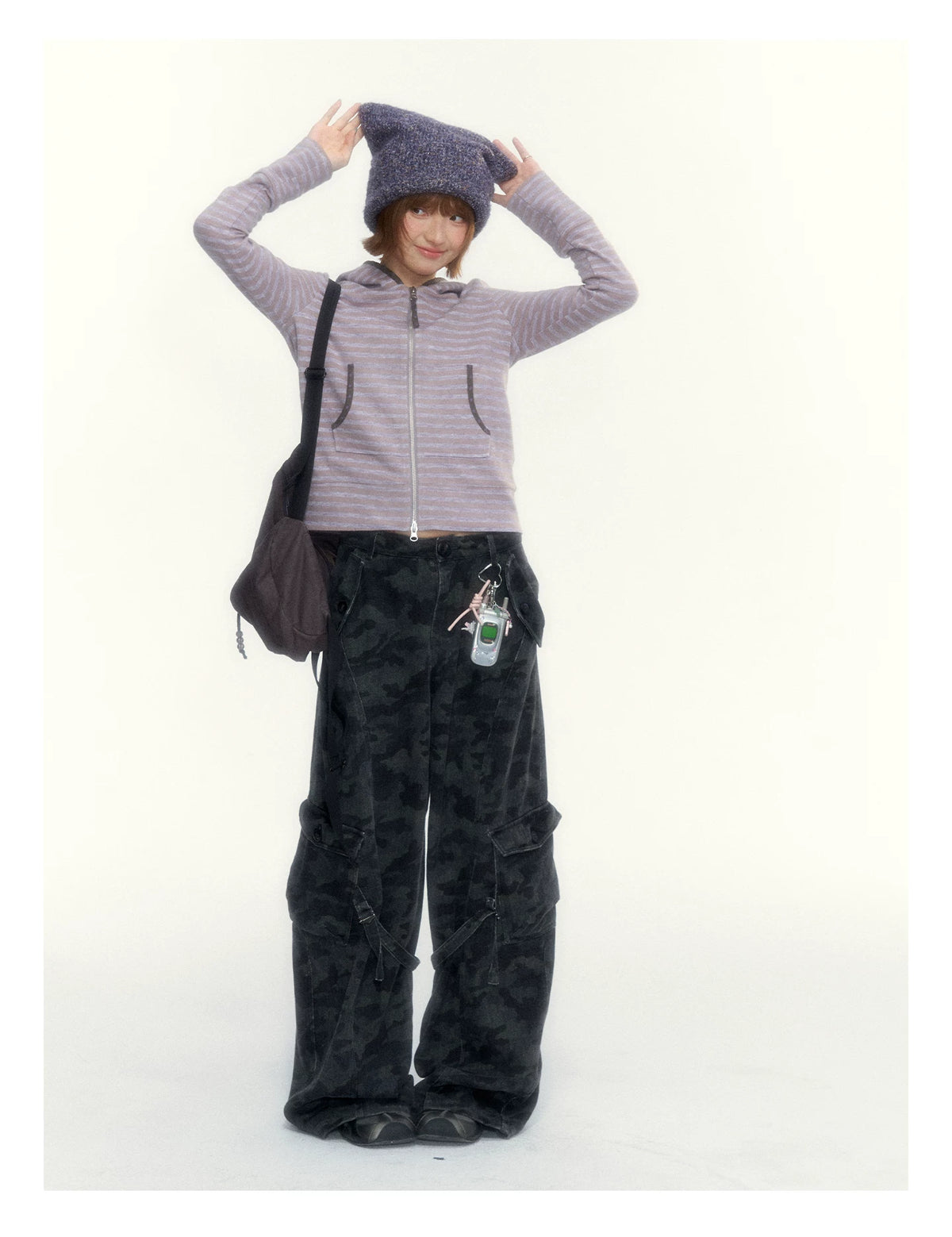 Camouflage Washed Wide-Leg Utility Pants