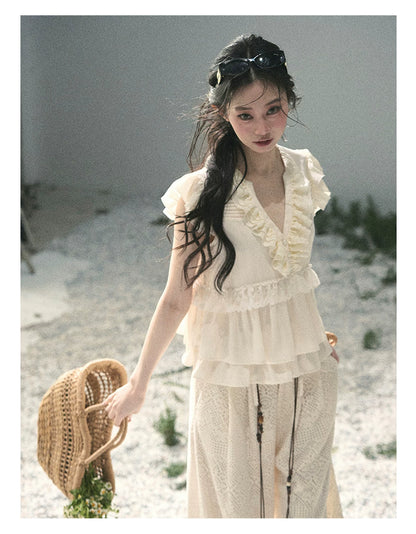 “Sunlight on My Heart” Ivory Lace Babydoll Blouse
