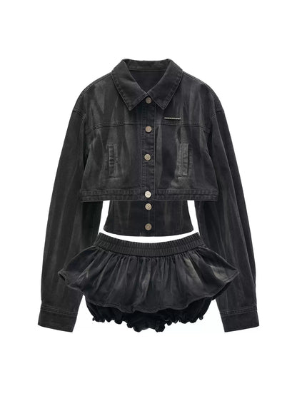 "Vintage Wash Mood" Denim 3-Piece Co-ord Set WE717