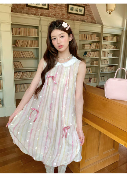 “Peach Soda Dream” Blush Pink Bubble Hem Dress