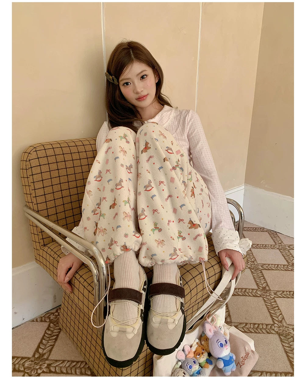“Dream Pony Picnic” Apricot Pony Print Lounge Pants