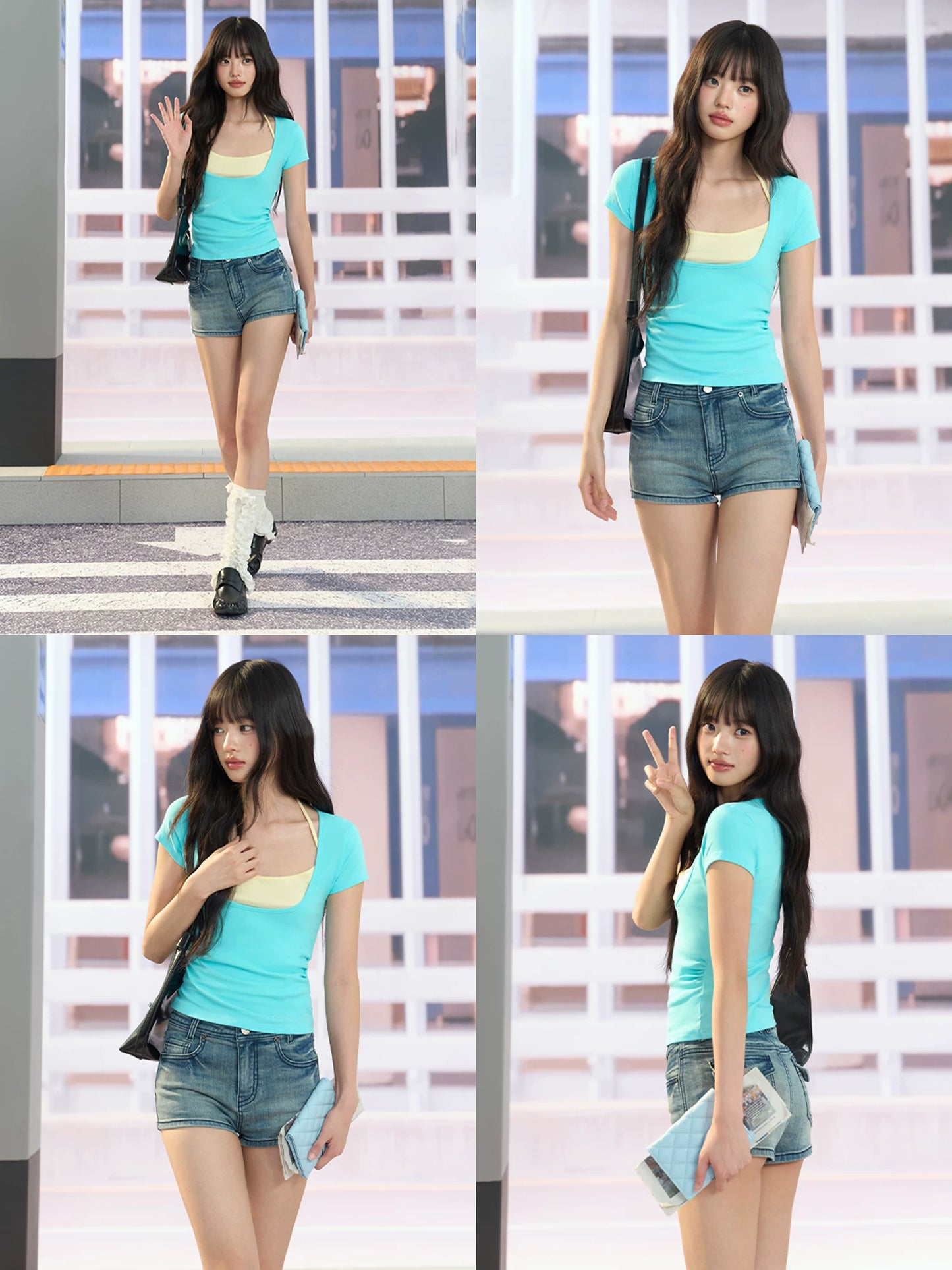 "Fresh Arrival" Green Layered Halter Two-Piece Top