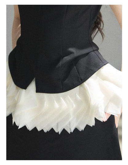 "Her Black & White Poem" Elegant Contrast Two-Piece Set
