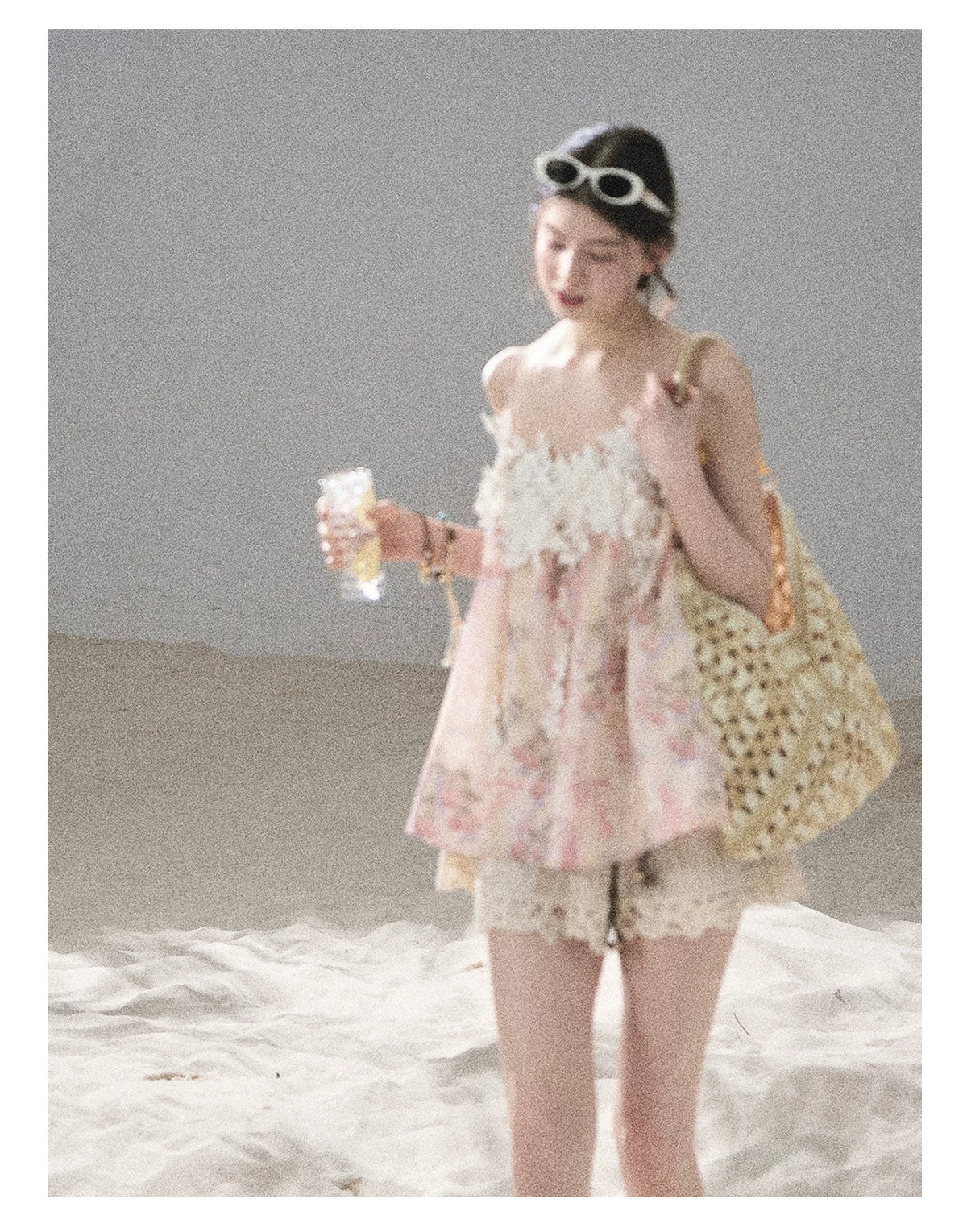 "Unscripted Romance" Dried Rose Embroidered Floral Cami Top
